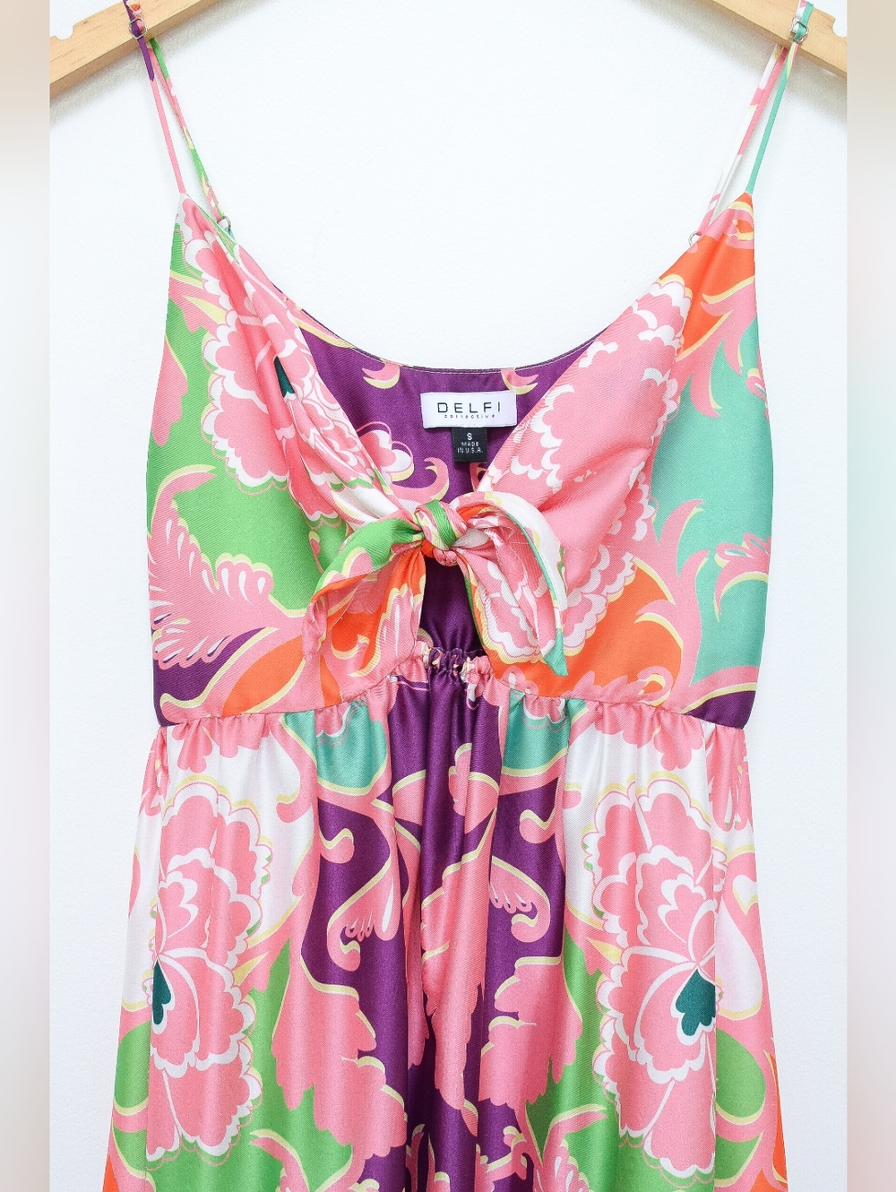 Anthropologie Delfi Collective Sebastienne Floral Maxi Dress Tie Front Size S - Picture 5 of 14